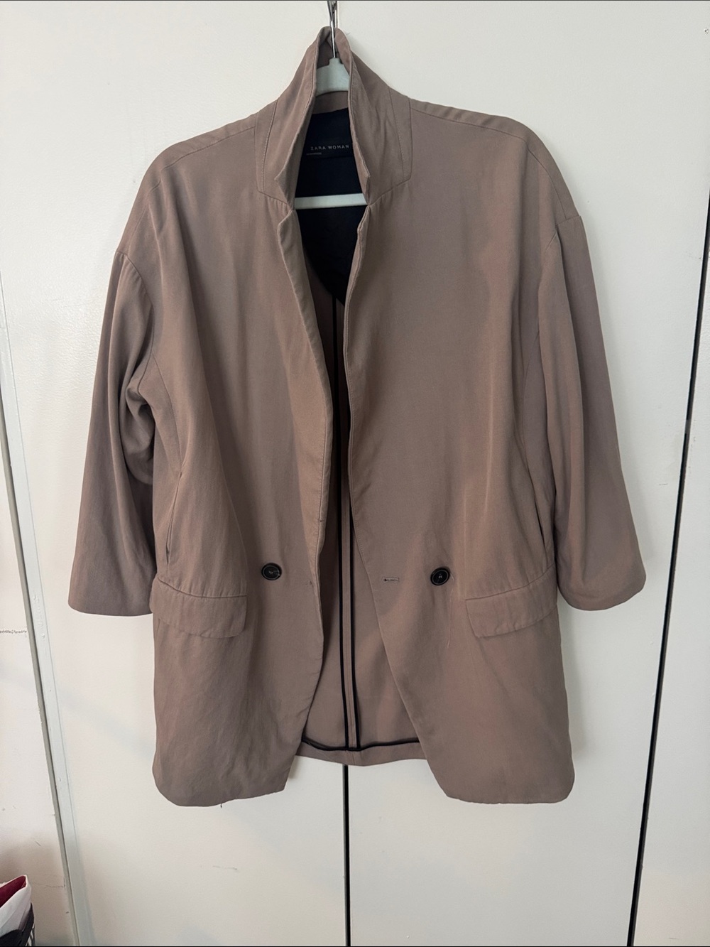 Zara Women's Taupe Relaxed Blazer Jacket